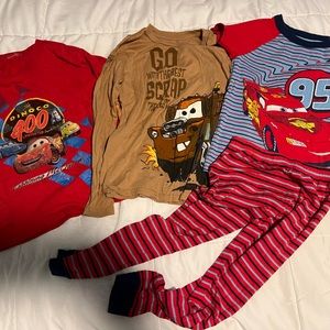 Disney Cars 2 Long Sleeve Tee’s and 1 Cars Pajamas